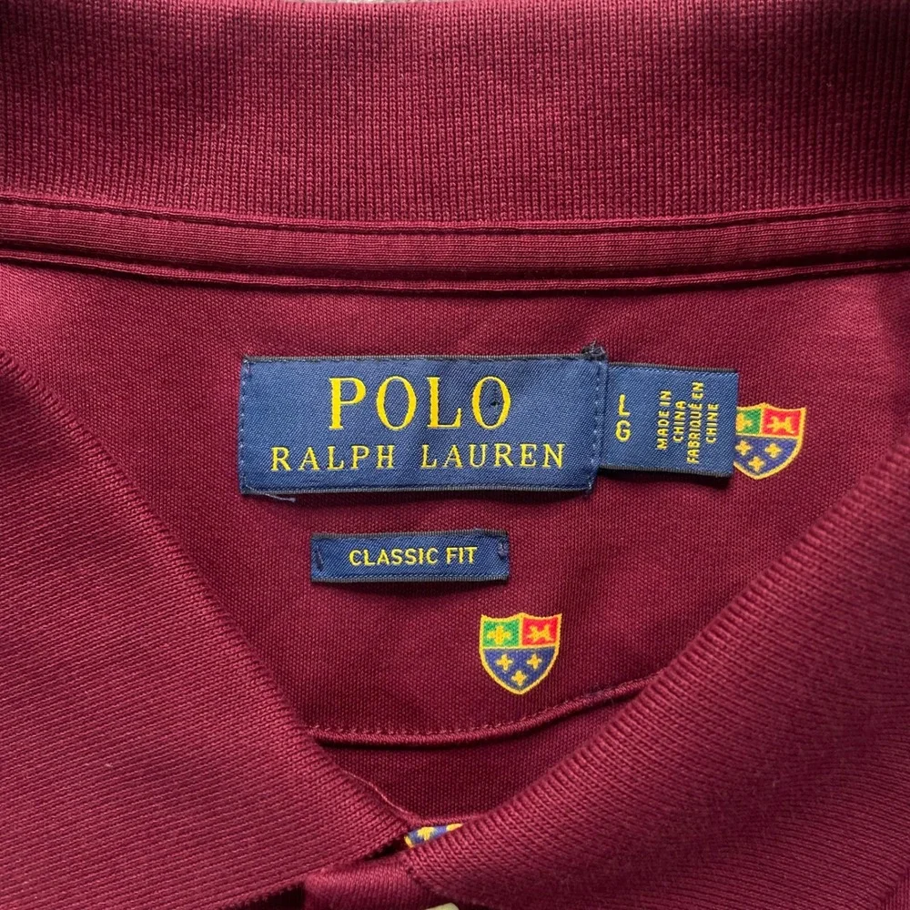 Polo Ralph Lauren Polo Shirt Mens Large Burgundy Crest Classic Fit